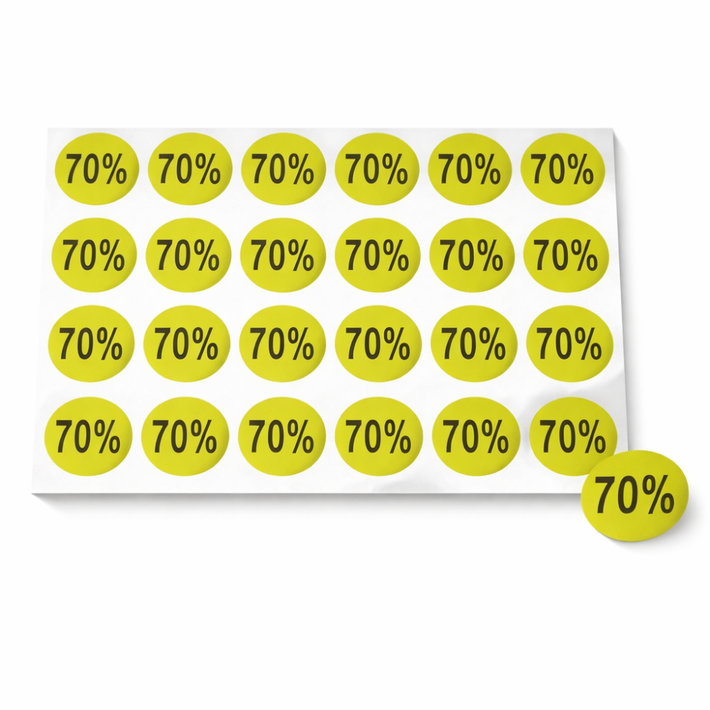 240 etiquetas adhesivas 70 % amarillo fluorescente - 7925j