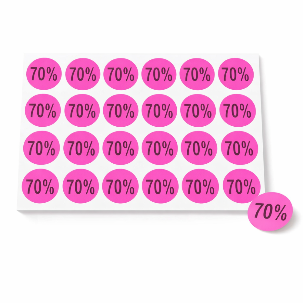 240 etiquetas adhesivas 70 % rosa fluorescente - 7925r