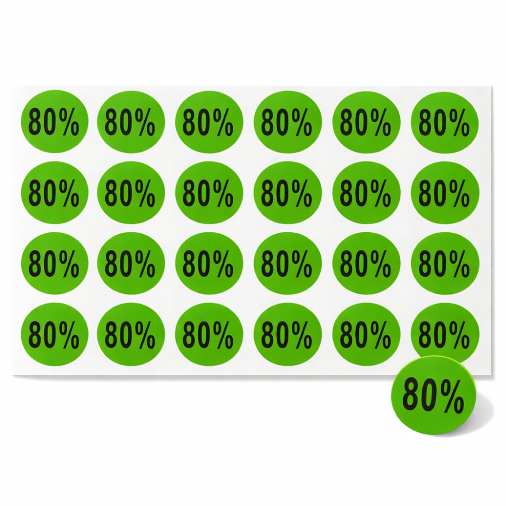 Lote de 240 etiquetas adhesivas de descuento 80 % verdes - 7926v