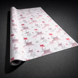 Lote de 2 rollos de papel de regalo blanco con estampado de estrellas rosas, 70 x 100 cm
