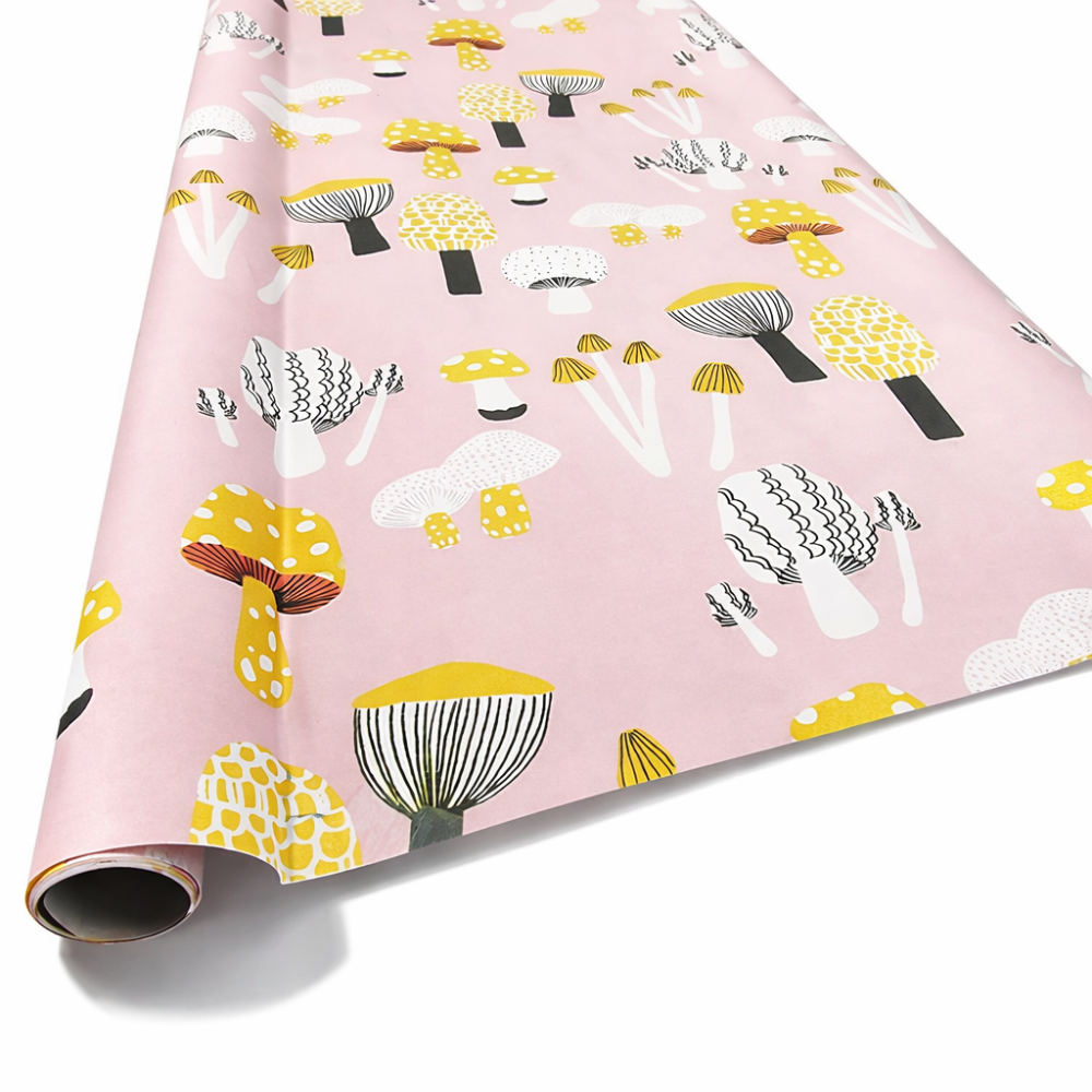 Lote de 3 rollos de papel de regalo rosa con estampado de setas, 53 x 75 cm