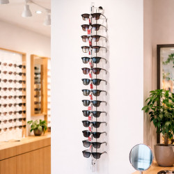Expositor de gafas antirrobo para fijar a la pared, 14 pares