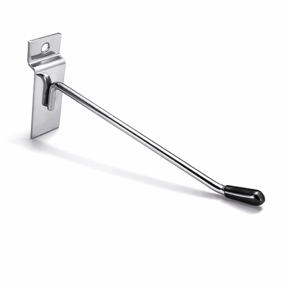 Brazo de metal cromado para panel ranurado de 15 cm