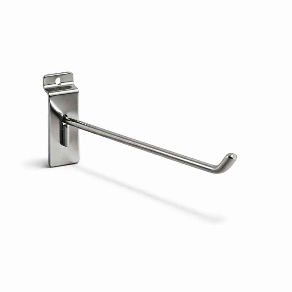 Brazo de metal cromado para panel ranurado de 25 cm