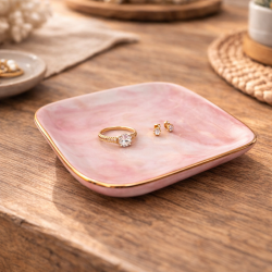 Mini cuenco de cerámica con efecto marmolado rosa claro
