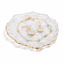 Cuenco de decoración de vidrio con ribete dorado, 15 cm