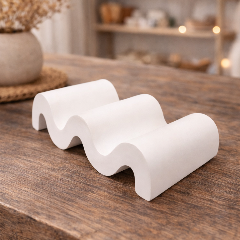 Decoración de resina blanca con forma de ola