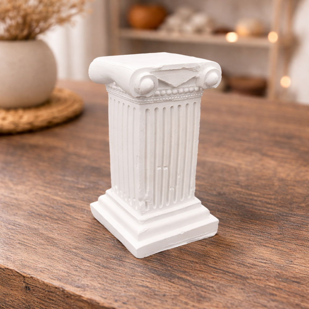 Columna griega de decoración de resina blanca 5,5 x 5,5 x 7,5 cm