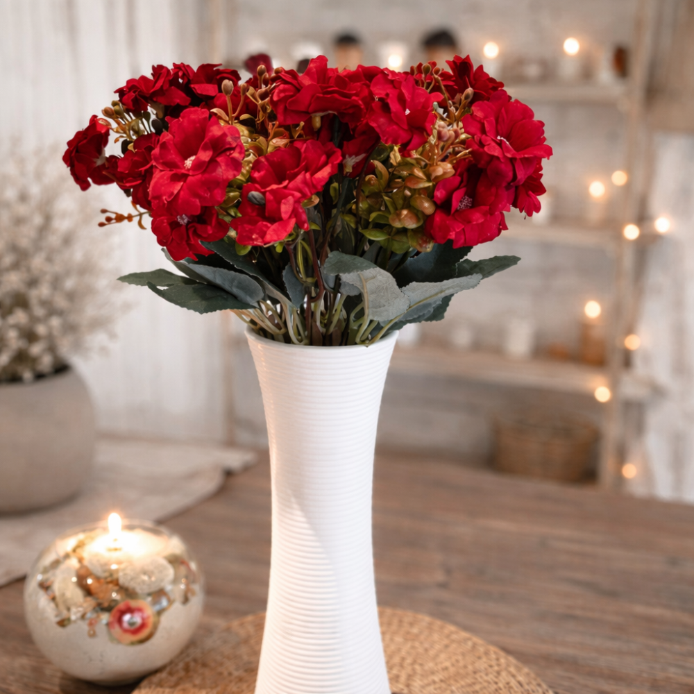 Pequeño ramo artificial de rosas silvestres - rojo burdeos
