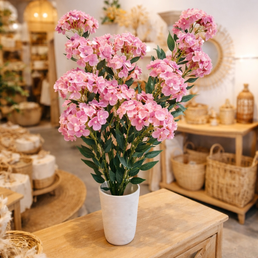 Rama artificial de flores de hortensia - malva