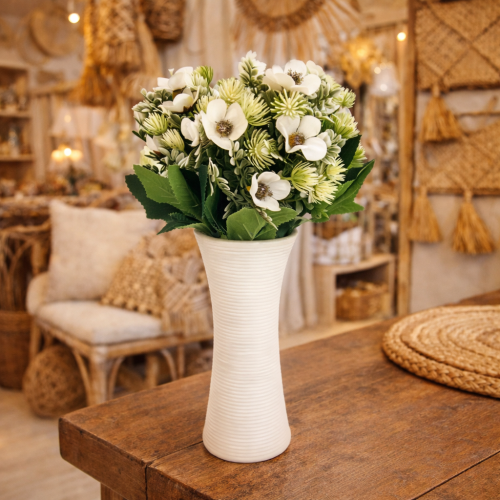 Pequeño ramo artificial de flores de verano - blanco