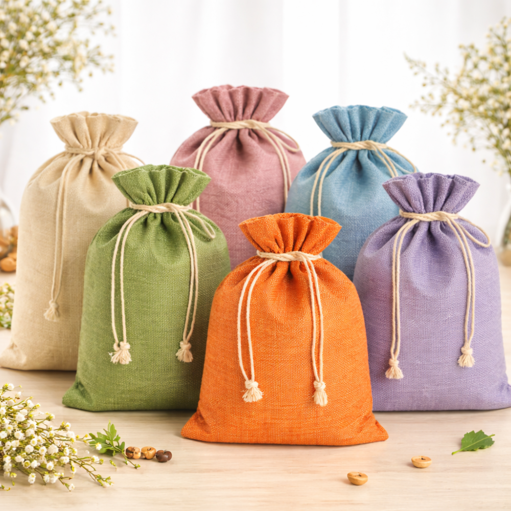 PACK PRO: 60 bolsas grandes de yute de colores (20 x 30 cm) - 20 BOLSAS DE REGALO