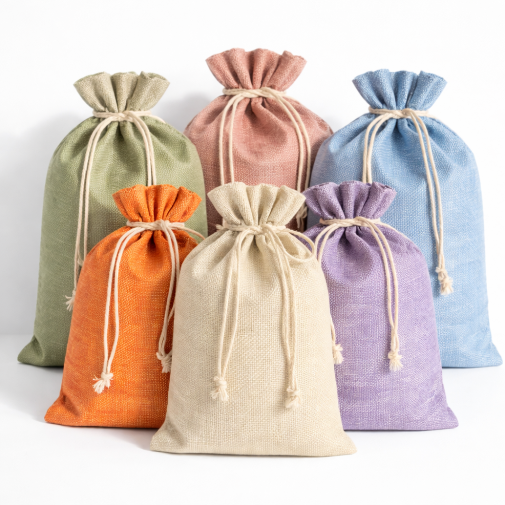 PACK 60 bolsas de yute de 14x20 cm de colores - 20 DE REGALO
