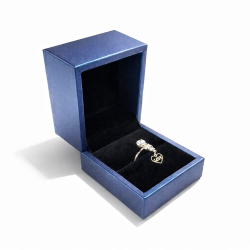 Estuche para anillos de símil piel azul iridiscente, 6 x 6,5 x 5 cm