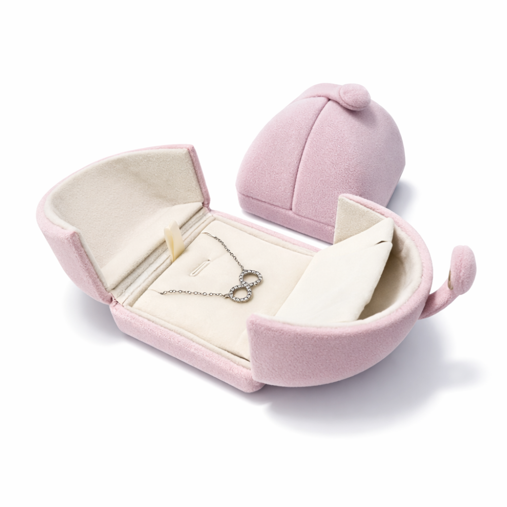 1 estuche de joyería de terciopelo rosa empolvado para collar