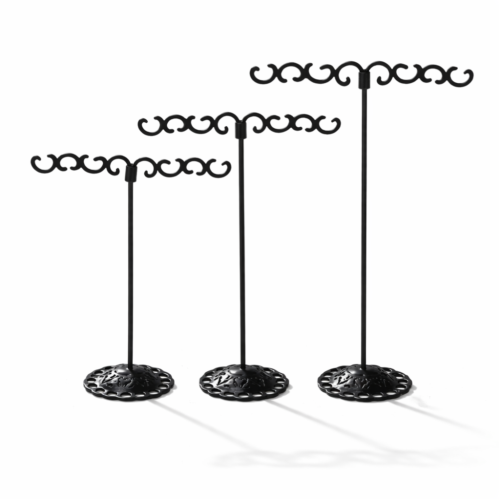 3 soportes de metal negros para pendientes (2 pares)