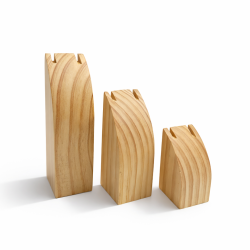Juego de 3 expositores para collares de madera natural - 3 alturas surtidas