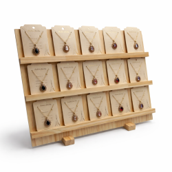 Estantería de madera de 3 niveles para soportes para joyas