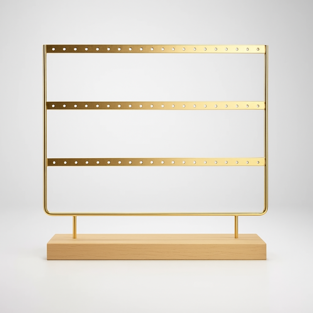 PACK DE 3 expositores para pendientes de madera y dorados - OFERTA -30 %