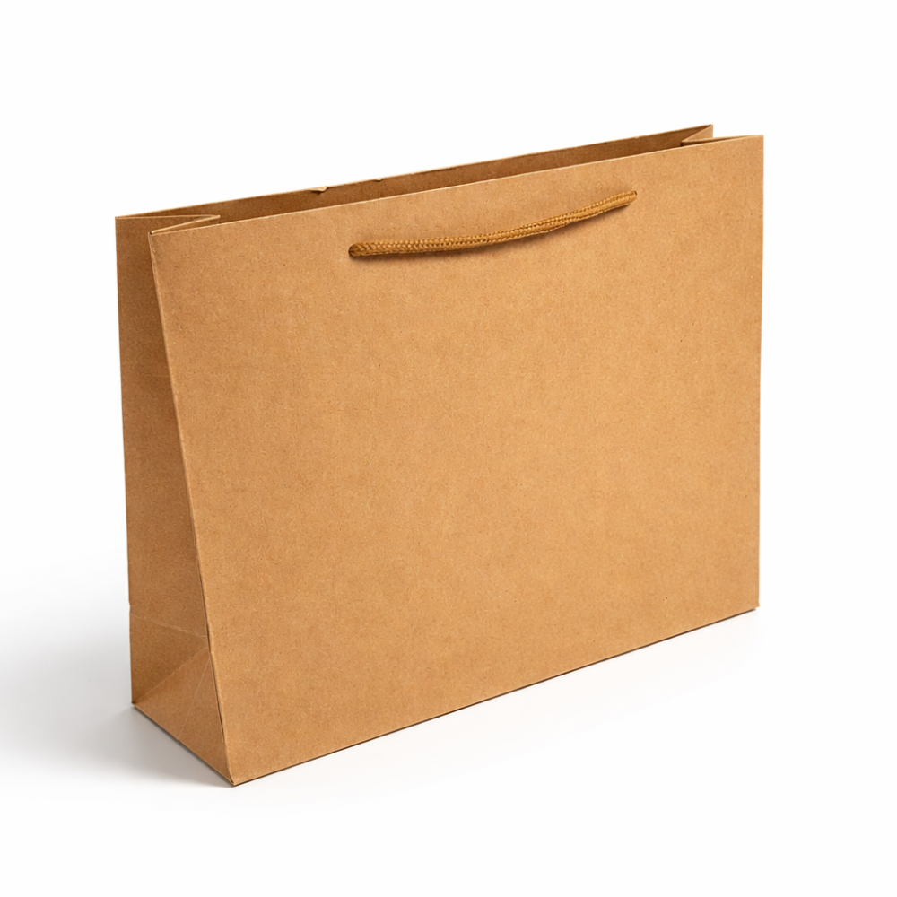 Lote de 12 bolsas de papel kraft marrón natural 32x10x26 cm