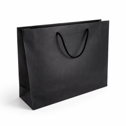 Lote de 12 bolsas de papel kraft negro de 33 x 10 x 24 cm