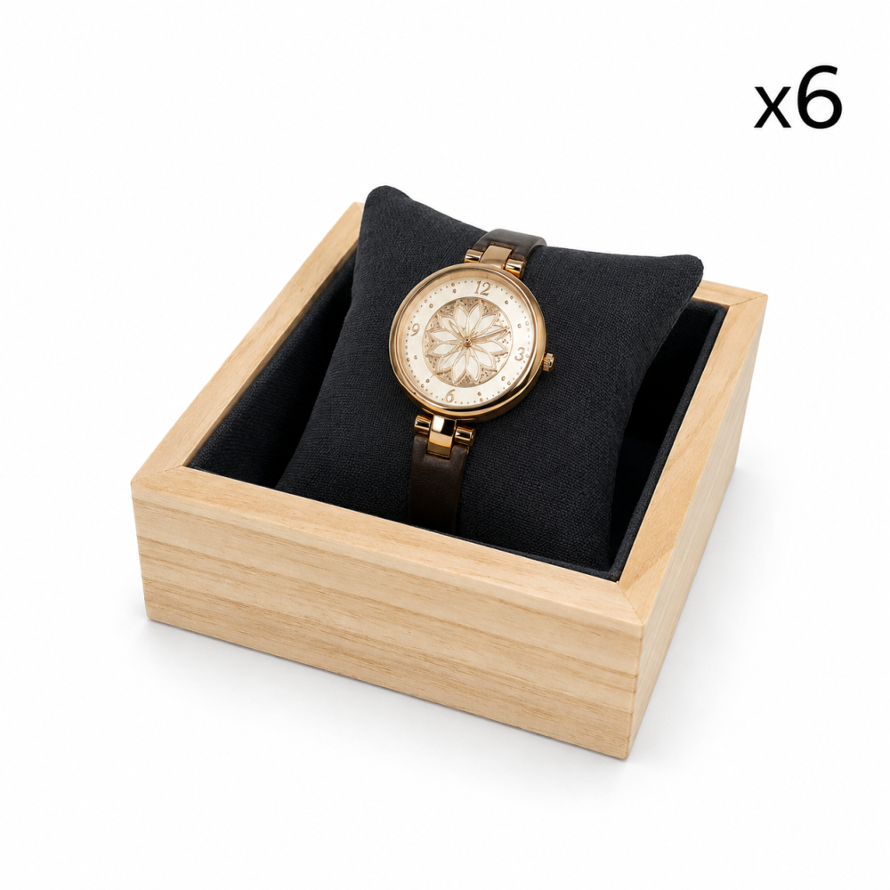 Cofre de presentación para relojes: Cajón de madera + Cojín de terciopelo negro