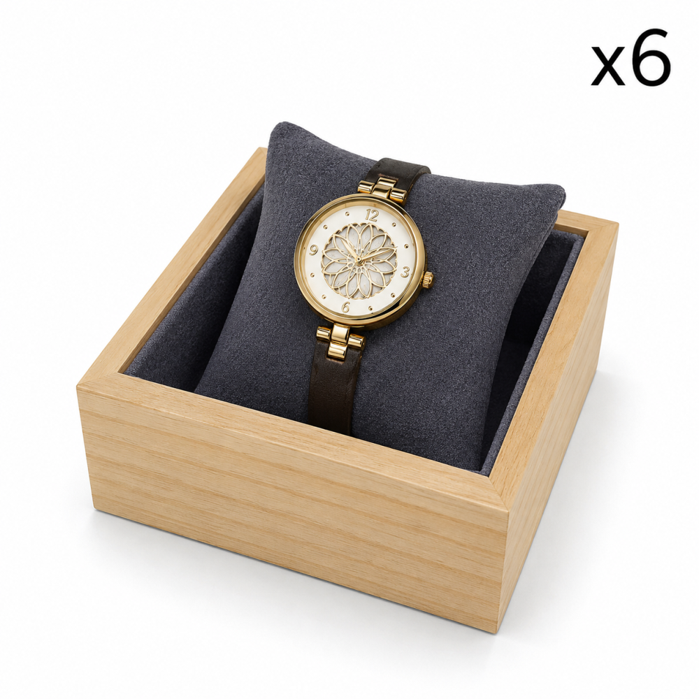 Cofre de presentación para relojes: Cajón de madera + Cojín de ante antracita
