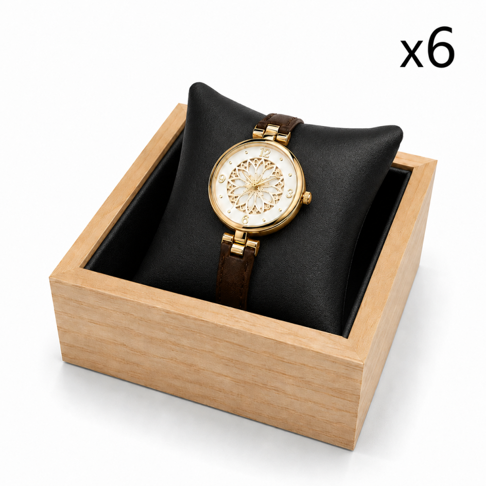 Estuche de presentación para relojes: Cajón de madera + Cojín de símil piel negro