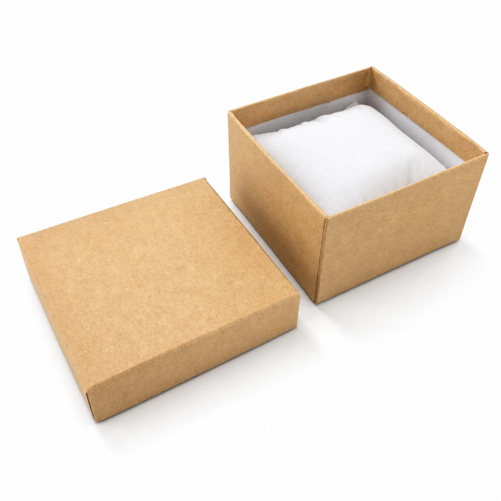 6 estuches para relojes con cojín blanco de 9 x 5,5 x 9 cm - kraft natural