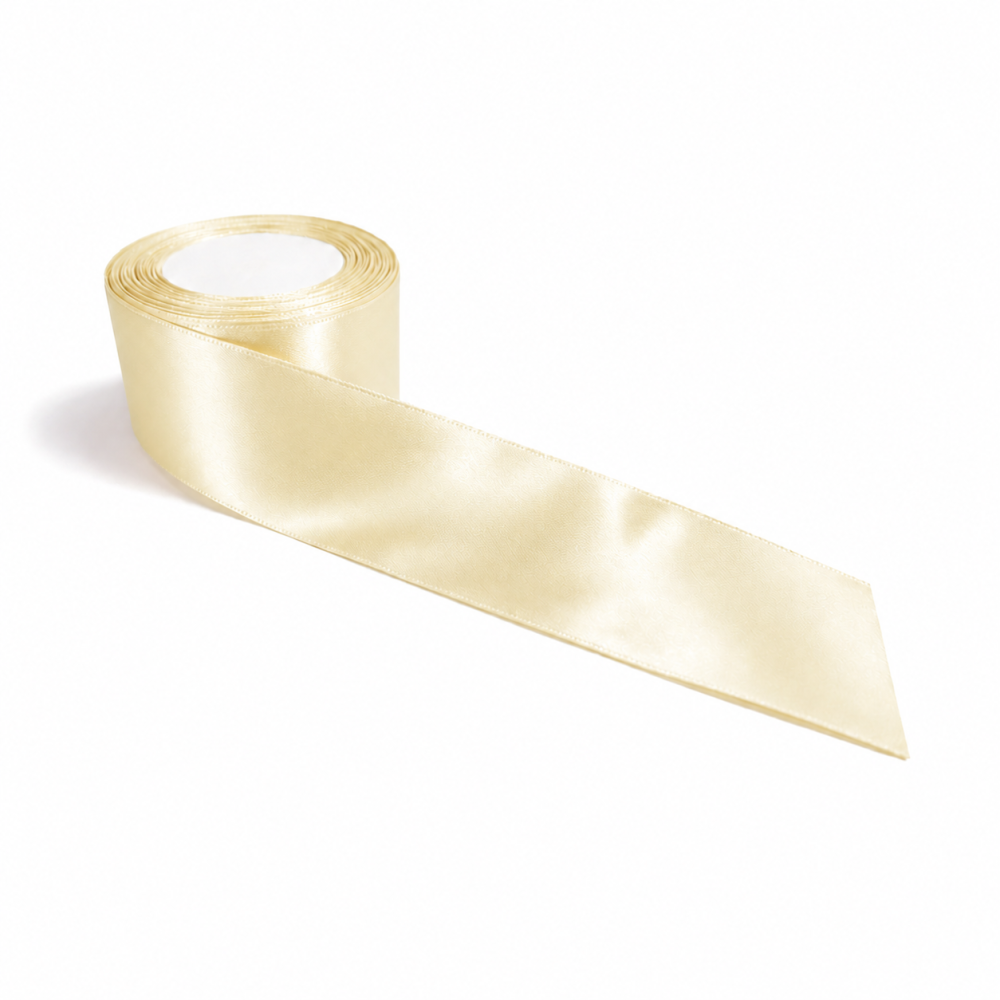 Bobina de cinta satinada ancha 4 cm - Vainilla