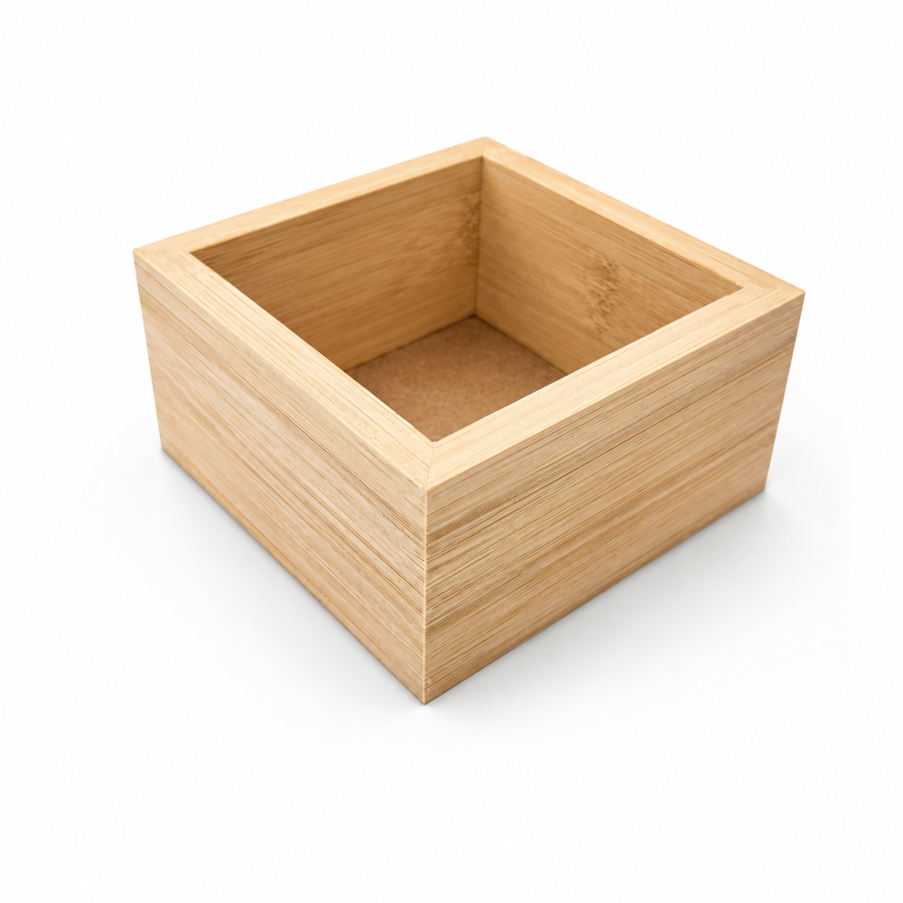 Pequeño estante de madera sin tratar con bordes inclinados 10,5 x 10,5 cm
