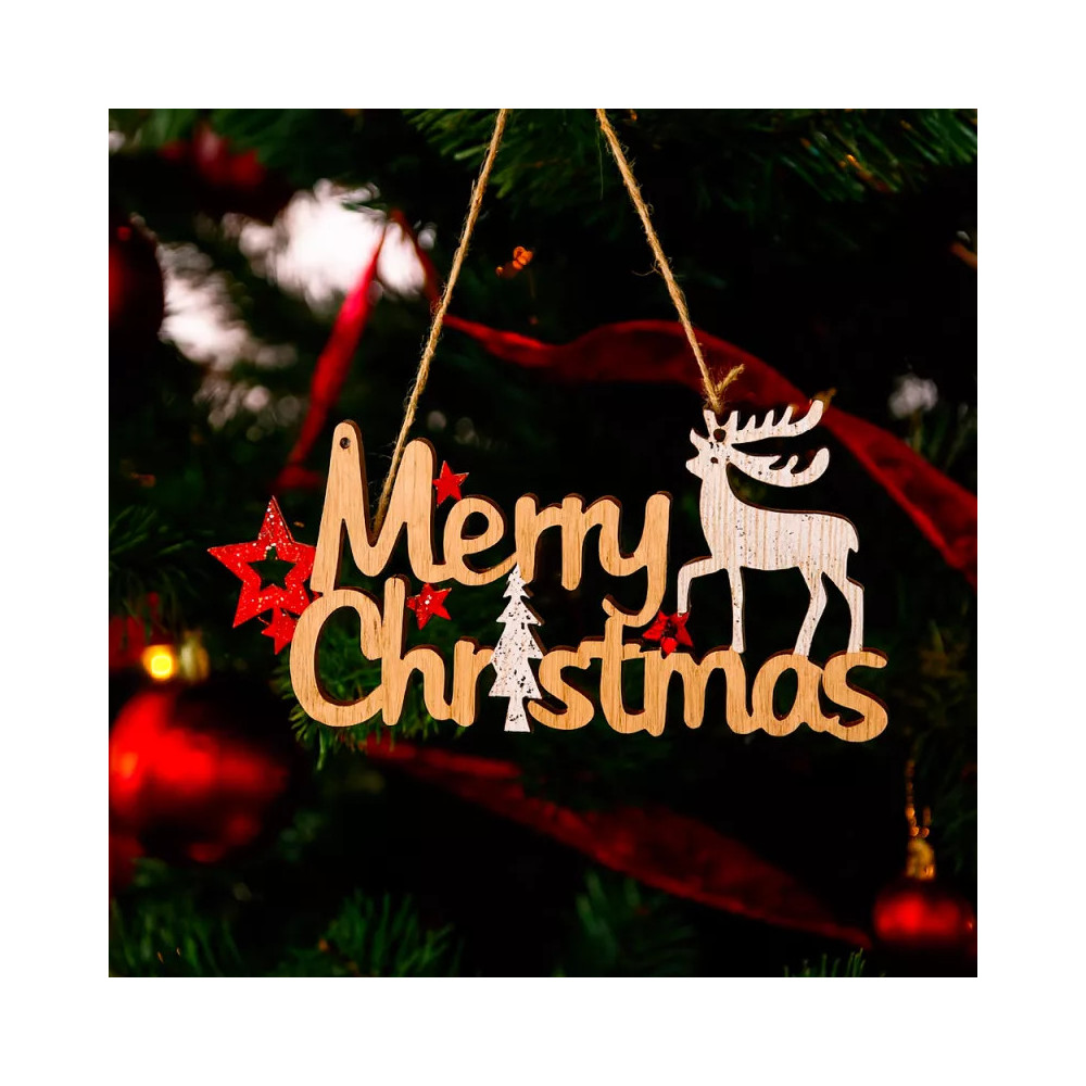 Pack decoraciones árbol de madera Petit Chalet, 14 piezas de las cuales 7 de regalo