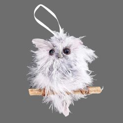 Lote de 4 búhos gris para árbol de navidad, 2 DE REGALO