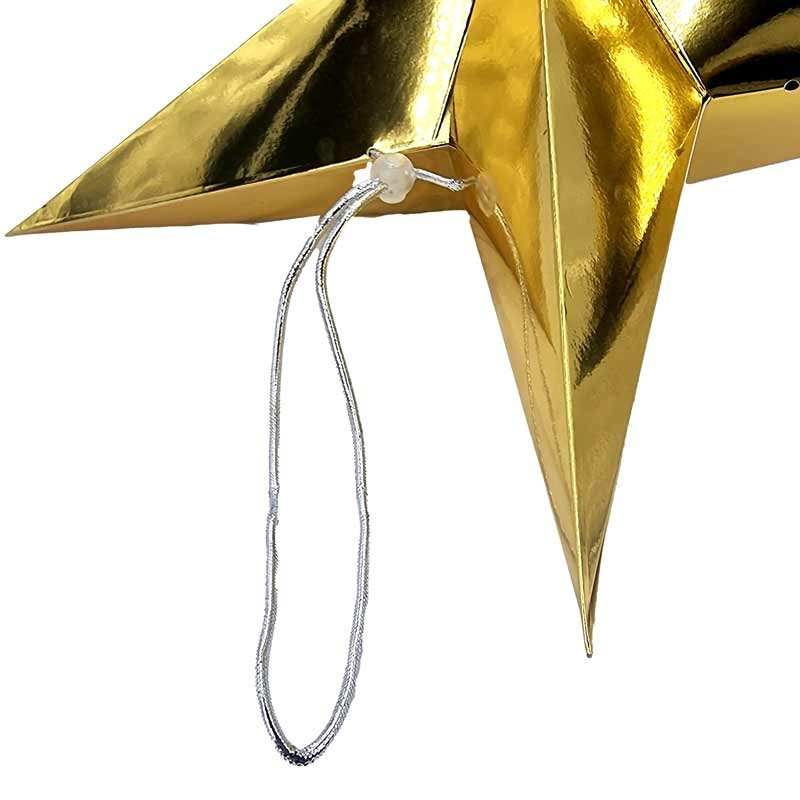 Lote de 4 estrellas de Navidad doradas en cartón plastificado para colgar, 2 DE REGALO