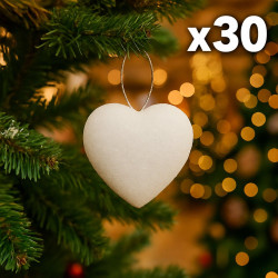 30 corazones blancos con lentejuelas para colgar (5 lotes de 6), 12 DE REGALO
