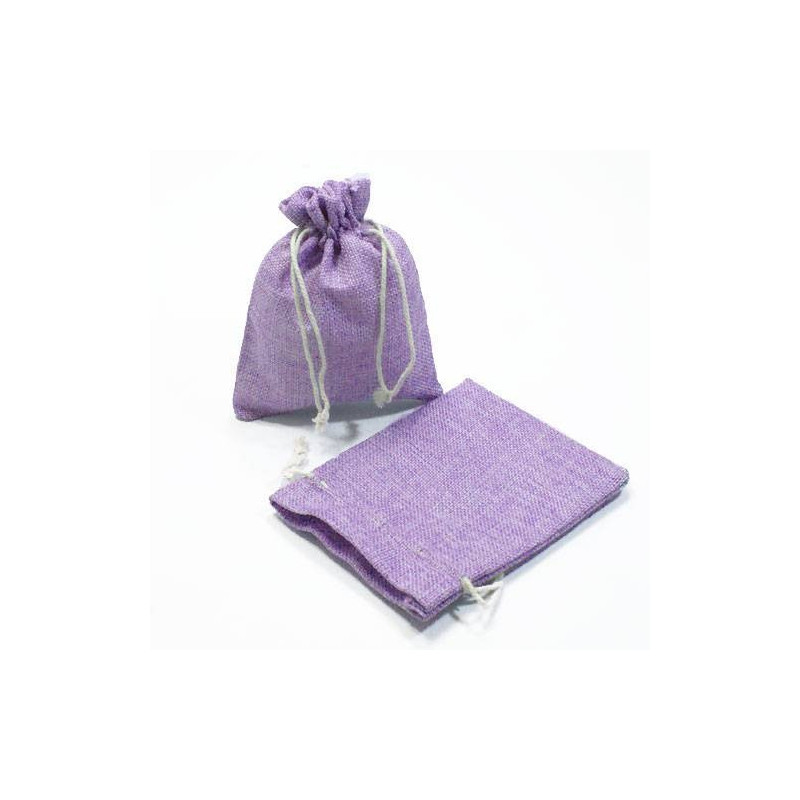 Lote de 10 bolsas de yute de color malva de 12 x 15 cm