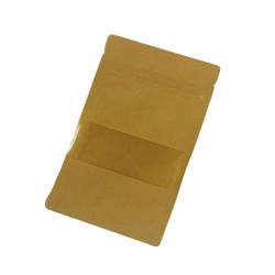 50 saquitos con cierre zip de papel kraft con ventana de 9+3 x 14 cm