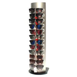 Expositor para gafas de 12 pares en color gris metalizado