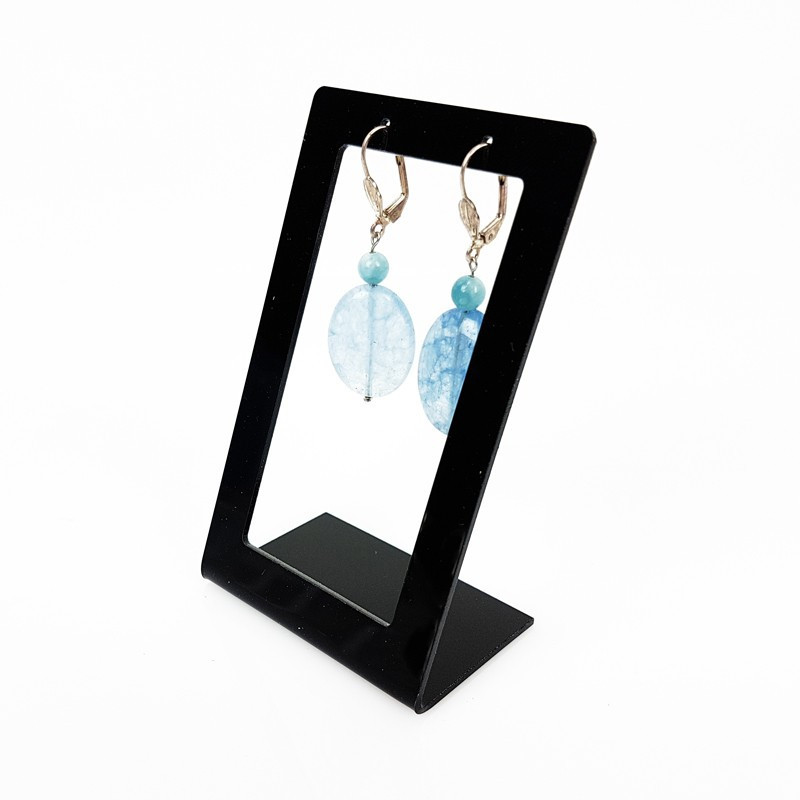 Support à boucles d'oreilles rectangulaire en acrylique noir