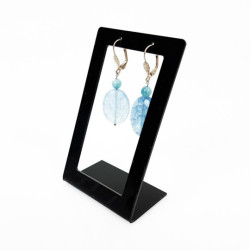 Support à boucles d'oreilles rectangulaire en acrylique noir