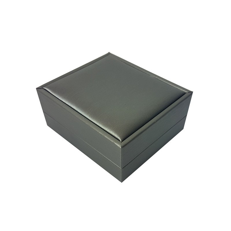 Écrin pour chaîne et pendentif aspect simili cuir gris 7.5x8.5x3.5cm - 10124