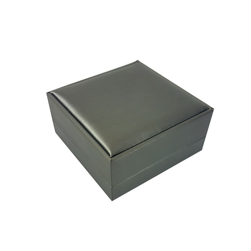Écrin pour brecelet ou montre aspect simii cuir gris métallisé 9x9x4cm - 10122