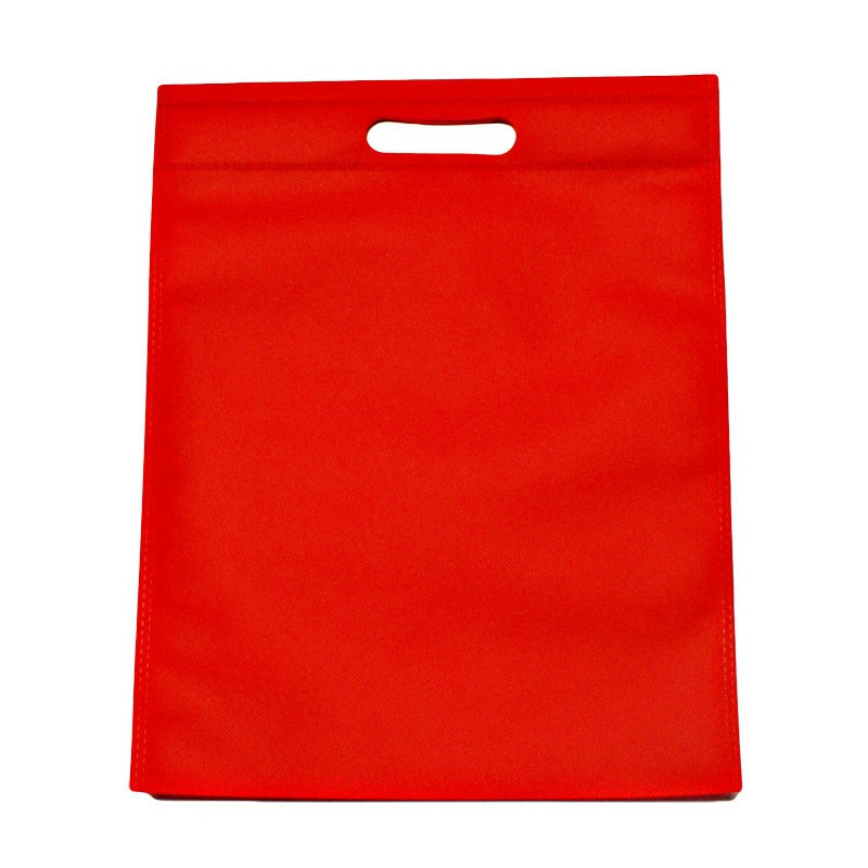 Lote de 12 bolsas de tela no tejida de color rojo, 35 x 44 cm
