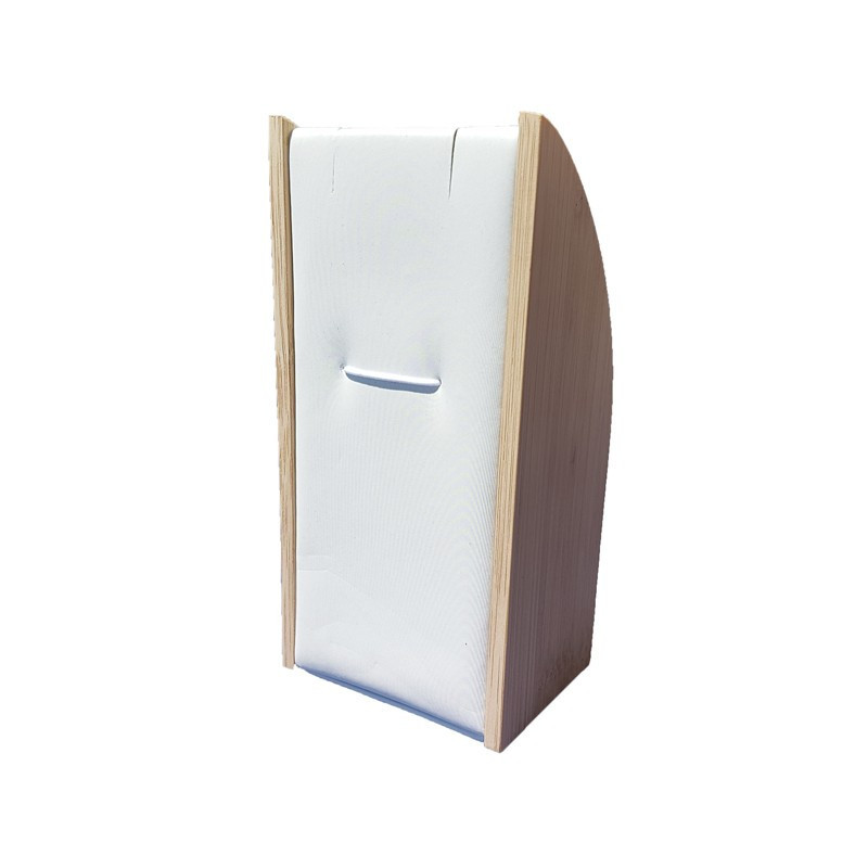 Petit porte collier rectangulaire en bois et simili cuir blanc  - 9633
