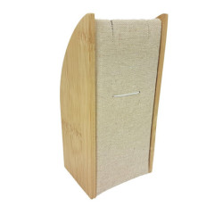 Pequeño expositor rectangular para collares de madera y algodón beige natural