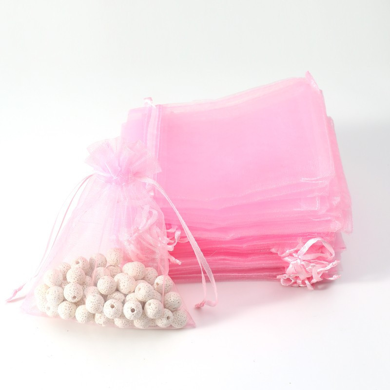 100 bolsas de regalo de organza rosa - 7 x 9 cm