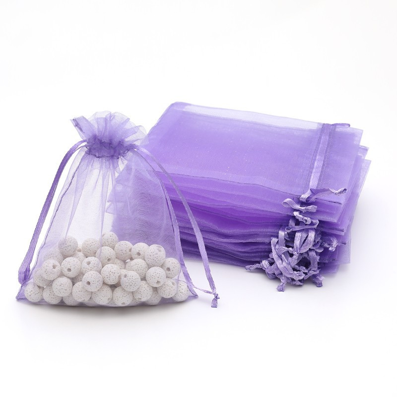 Lote de 100 bolsas de organza lavanda con cierre, 12 x 15 cm