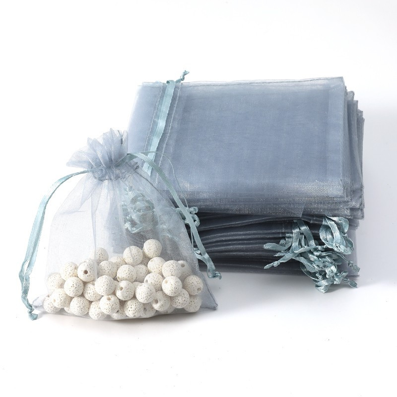 100 bolsitas de regalo de organza gris plateado - 10x12 cm