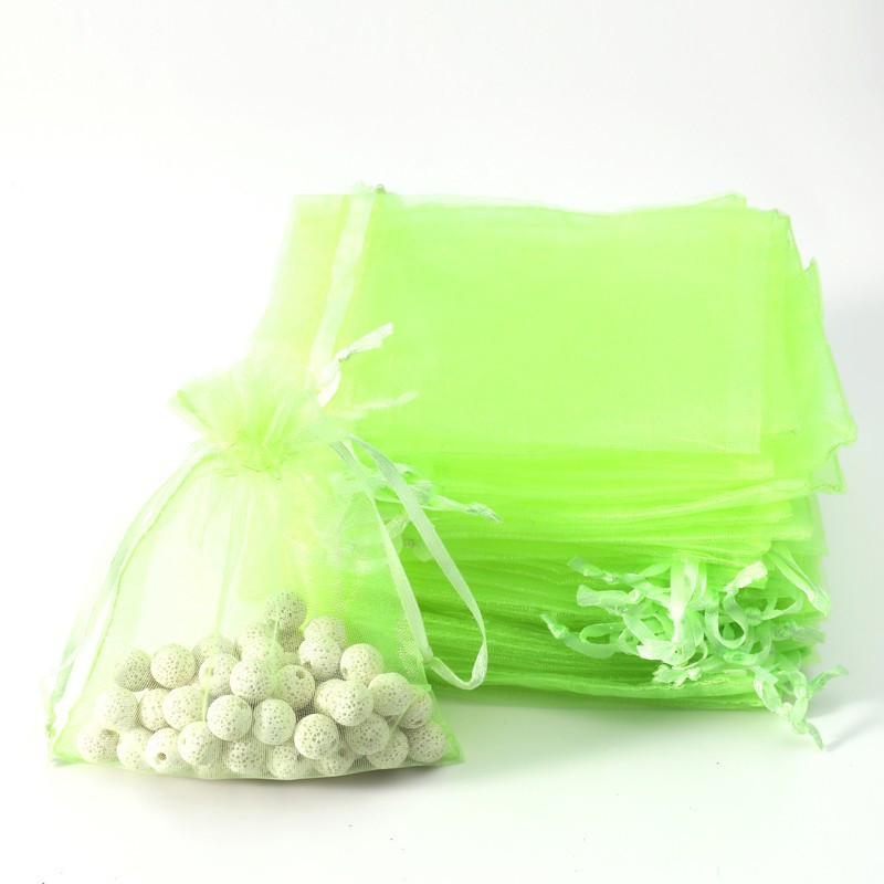 100 bolsitas de regalo de organza verde anís - 10x12 cm