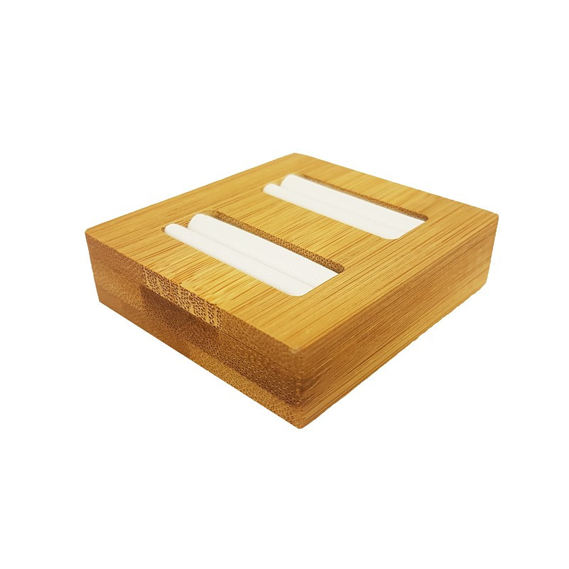 Mini bandeja para 2 anillos de madera y símil piel blanco
